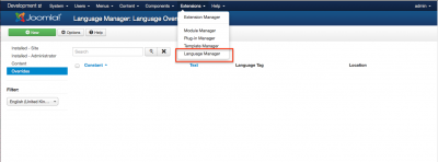 Access Joomla Language Manager