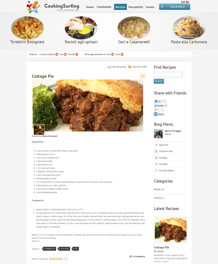 CookingSurfing Share Recipes With EasyBlog