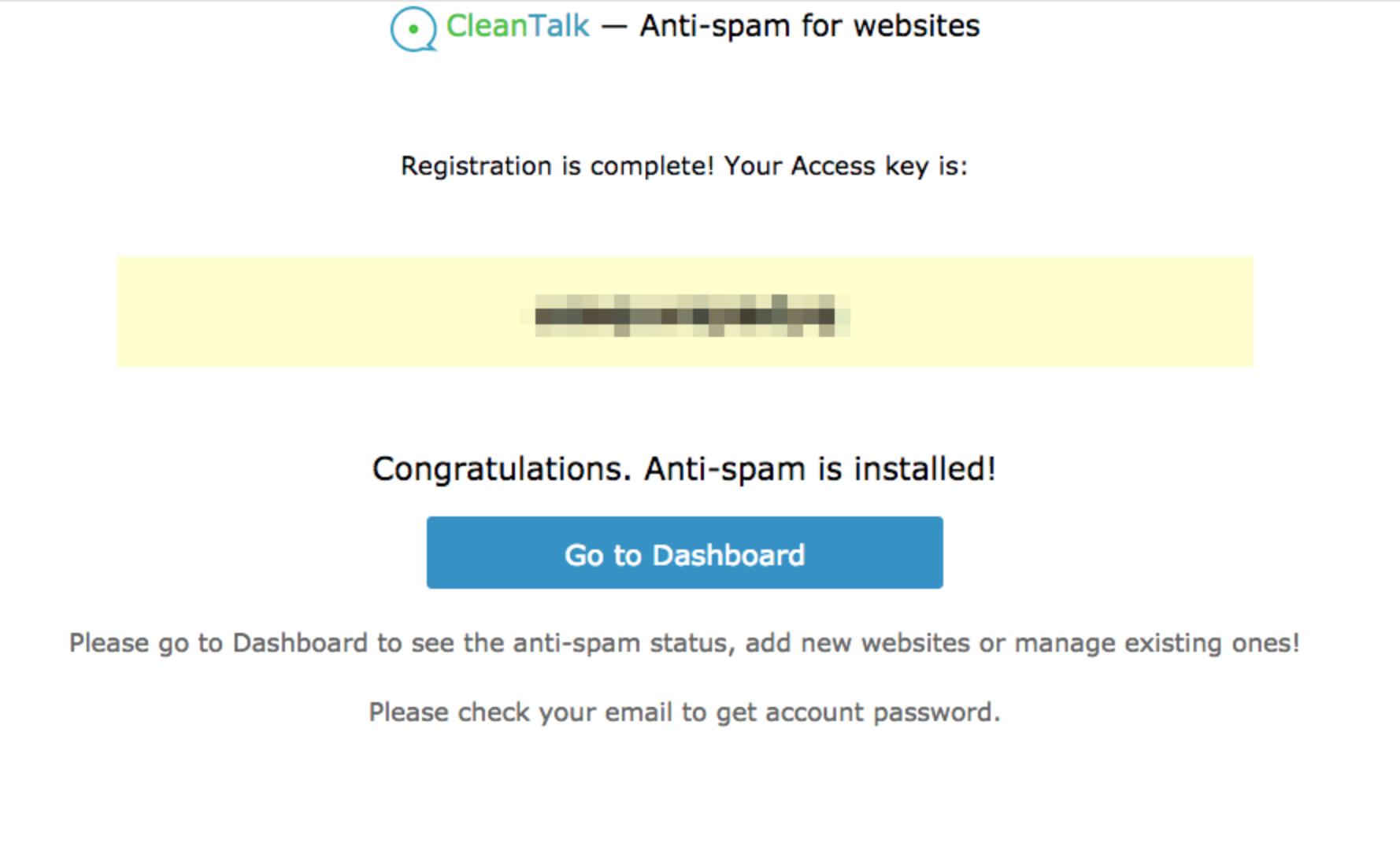 Cleantalk api key