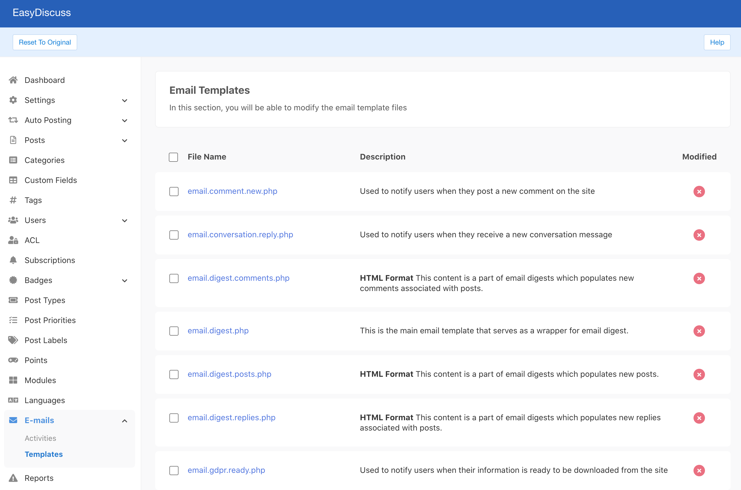 Email templates