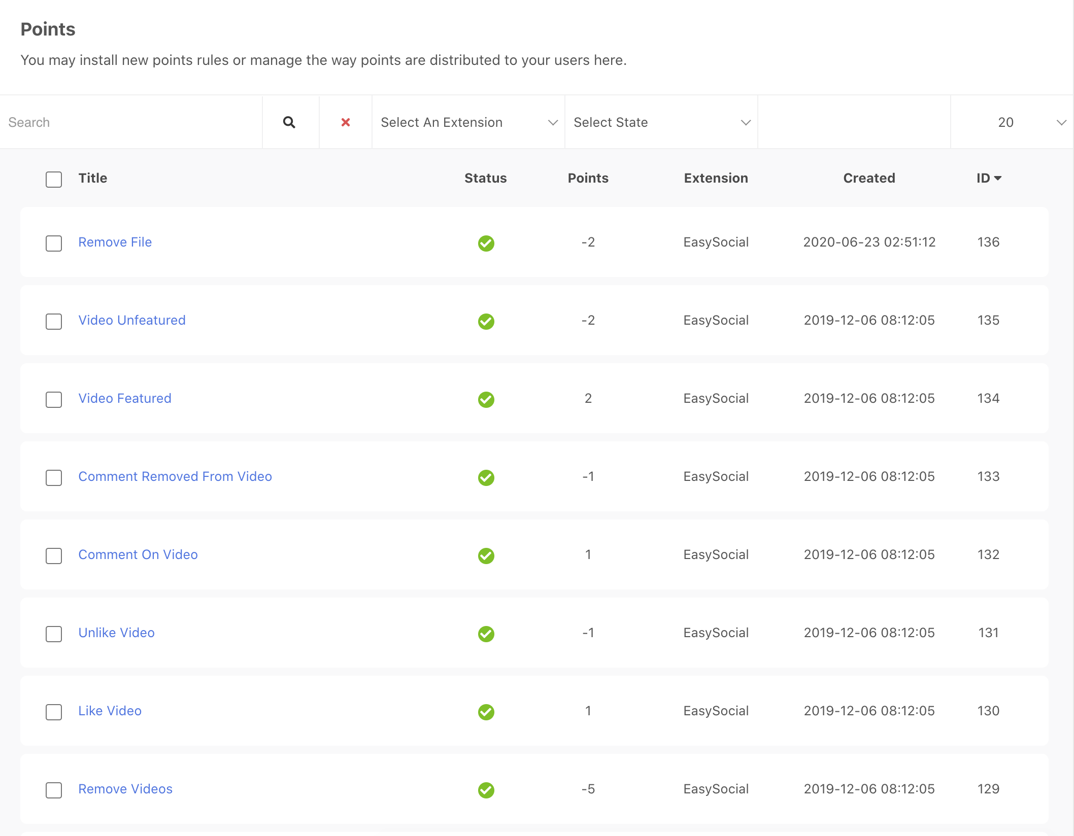 EasySocial Points Browser