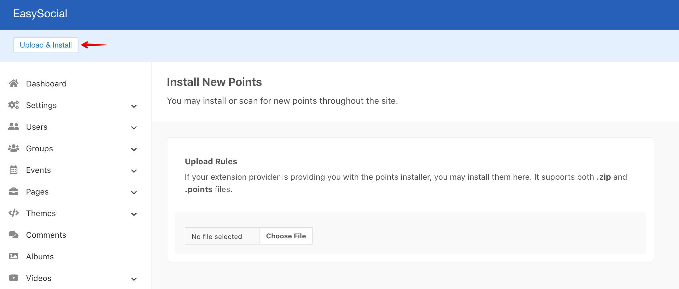 EasySocial Install Points