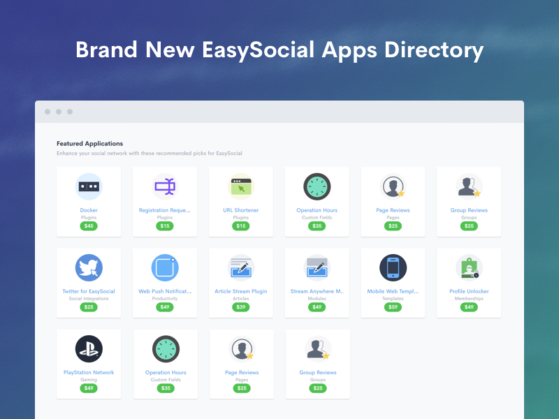 New Look For Our EasySocial Apps Store