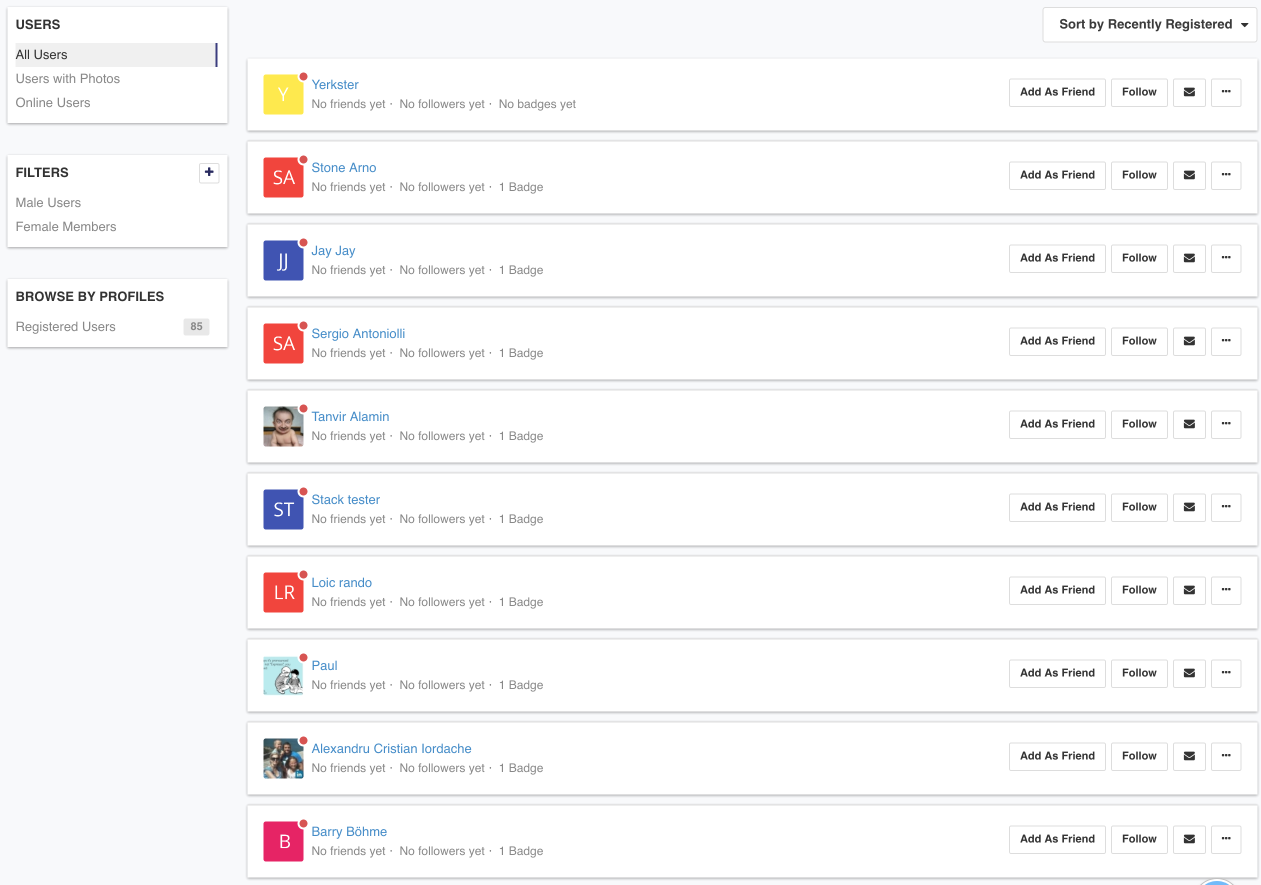 EasySocial text based avatars