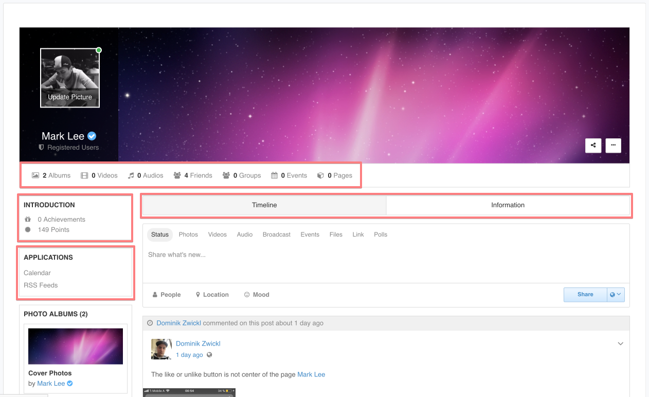 EasySocial 2.0 navigation