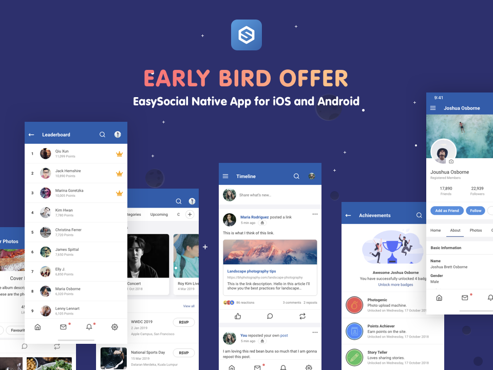 Early-Bird Discount For EasySocial Native App