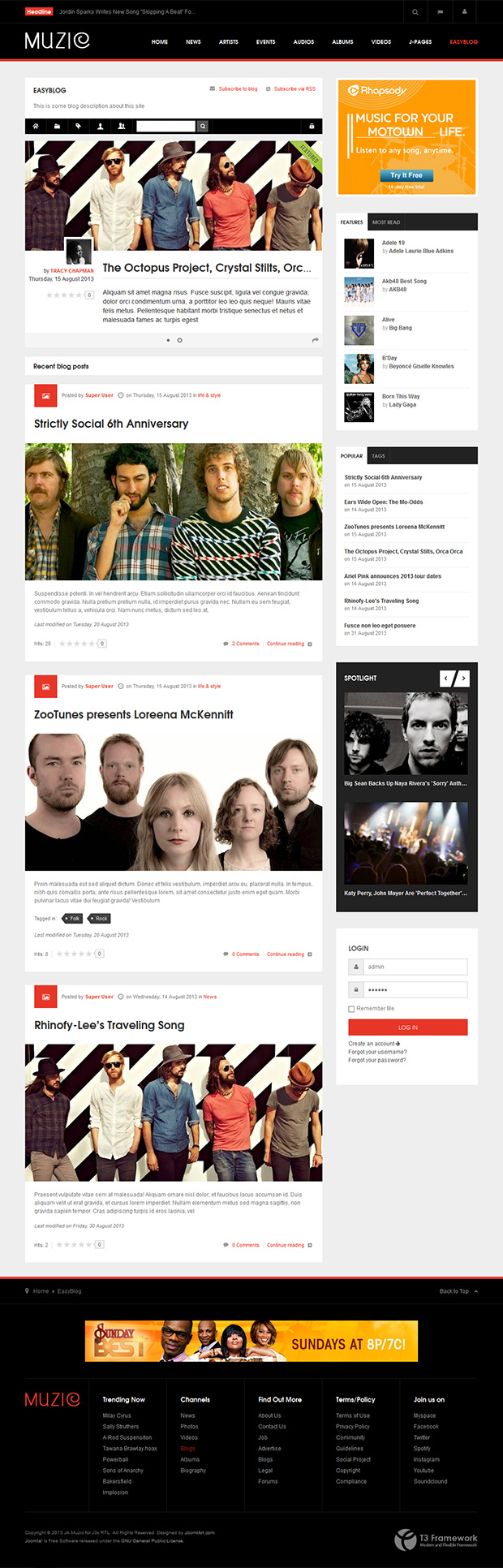 Joomla Template - JA MUZIC Joomla Template - JA MUZIC