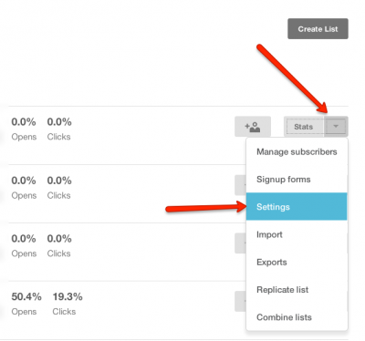 Stat and Setting in MailChimp