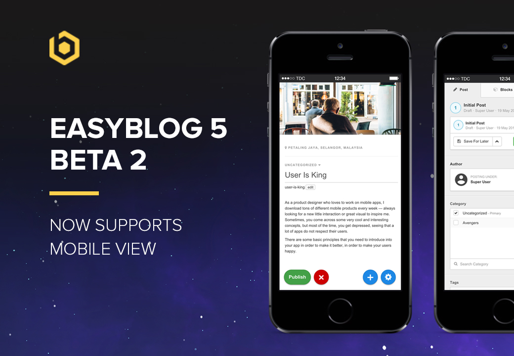 EasyBlog 5 Beta 2 Comes With Mobile View