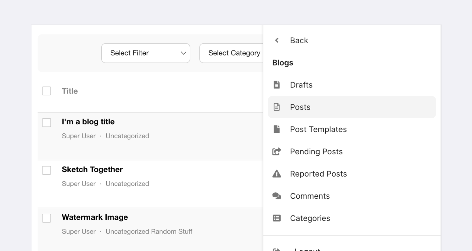 EasyBlog Manage Posts Screenshot