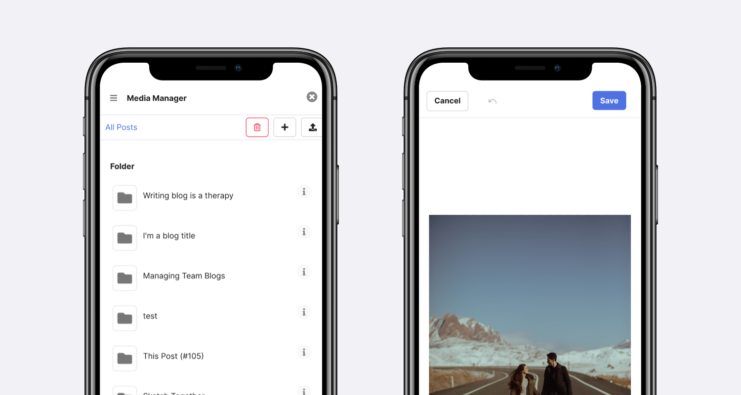 EasyBlog Mobile Media Manager Screenshot