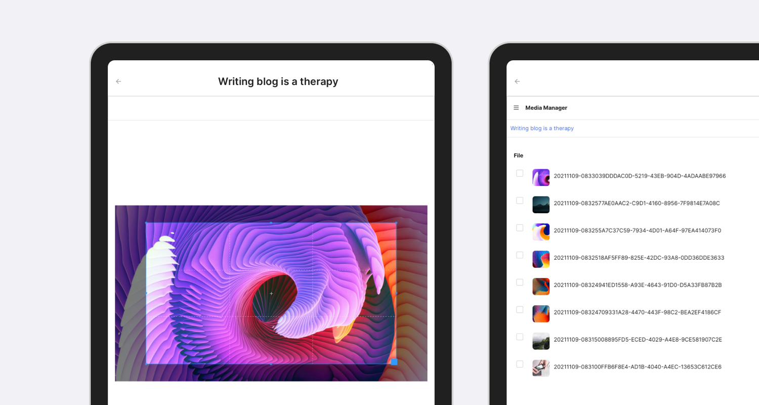 EasyBlog Mobile Media Manager on Tablet Screenshot