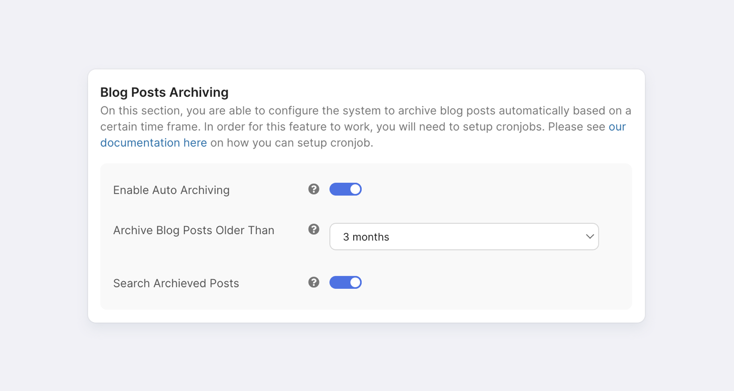 EasyBlog Auto Archiving Screenshot