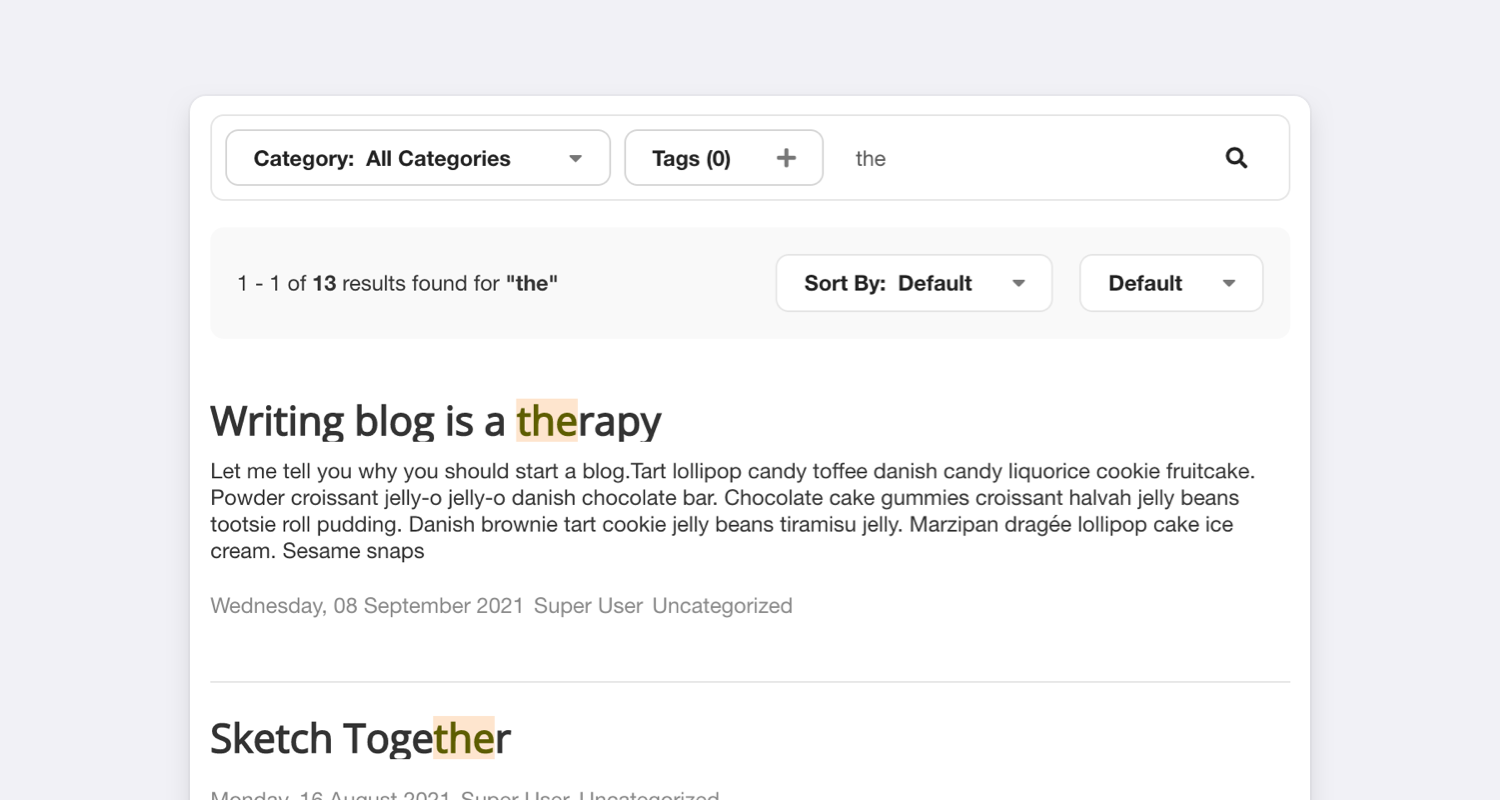 EasyBlog Search Layout Screenshot