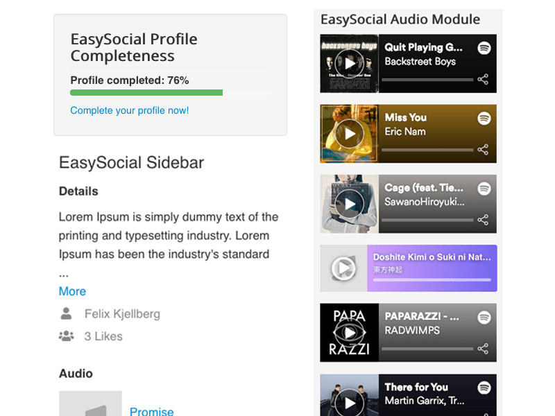EasySocial - Extensive Modules