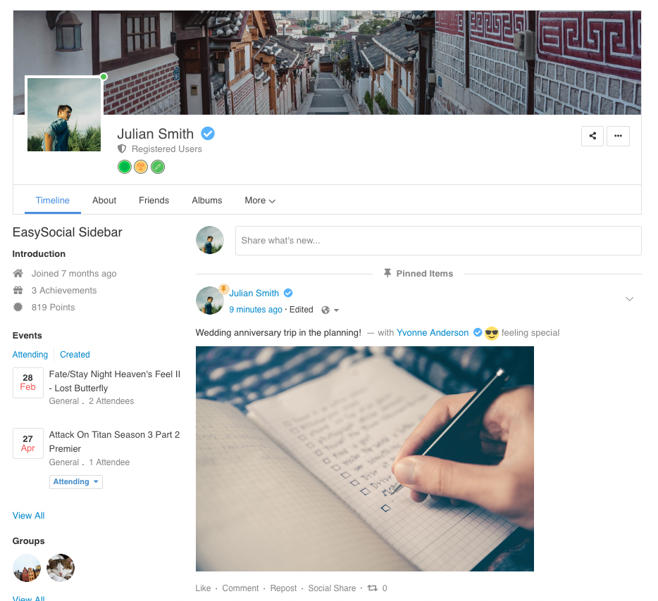 EasySocial - Profile Introduction