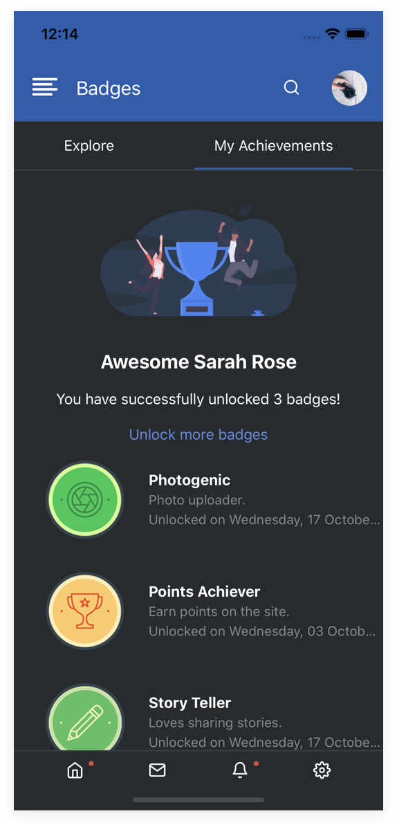EasySocial Native Preview Dark Badges