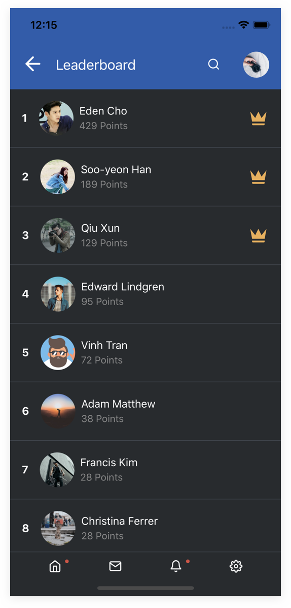 EasySocial Native Preview Dark Leaderboard