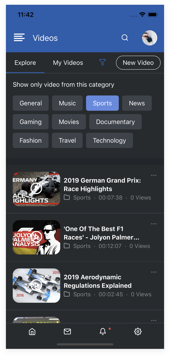EasySocial Native Preview Dark Video Category