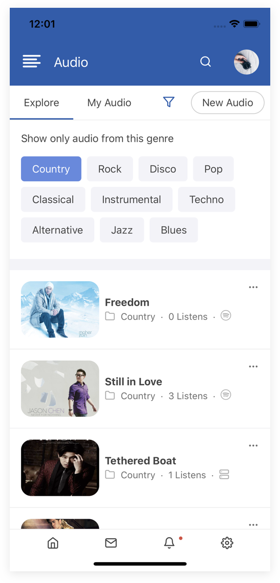 EasySocial Native Preview Light Audio Category