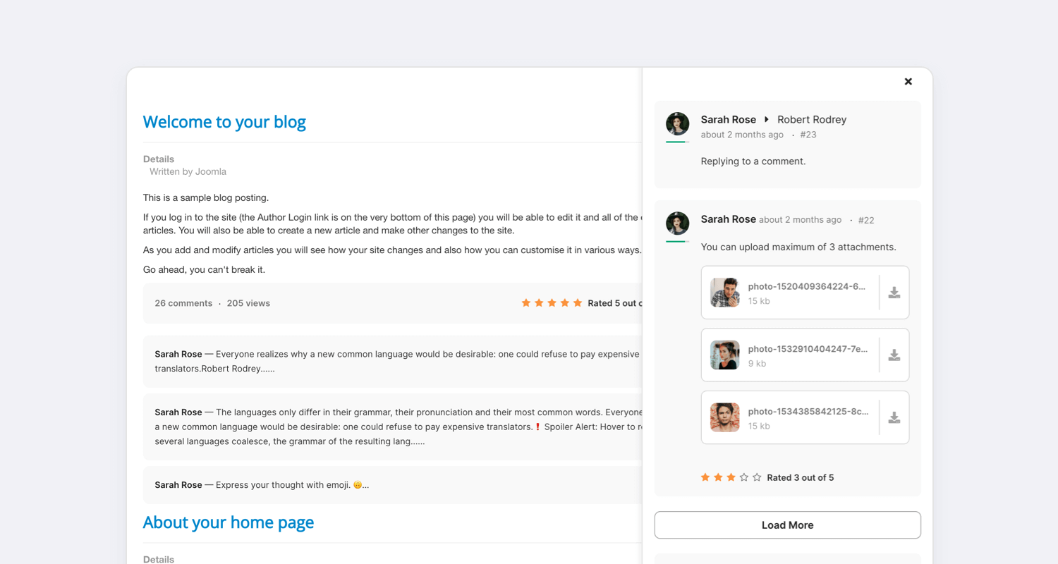 Komento administration instant comments