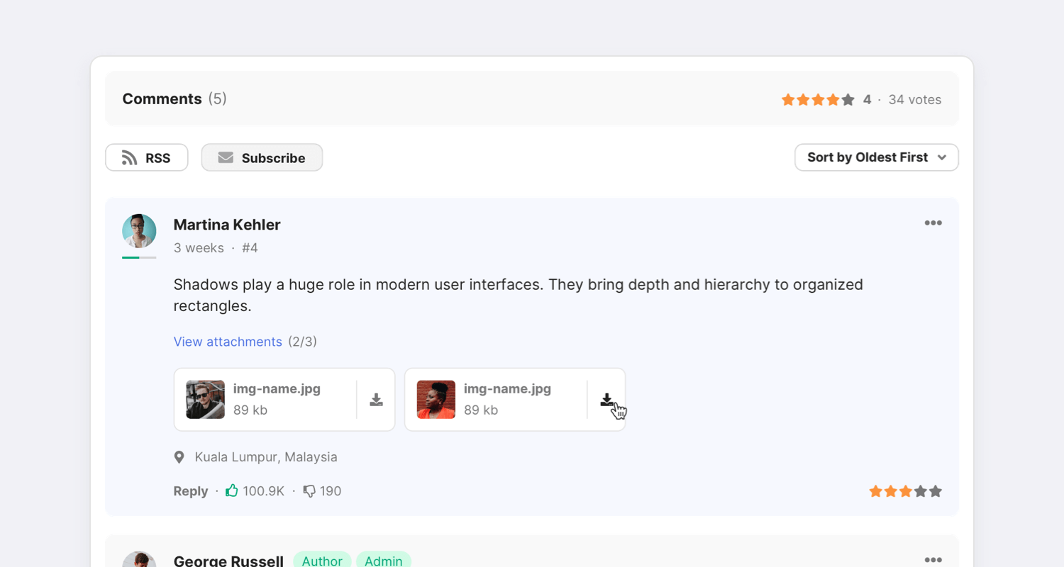 Komento frontend new comment interface