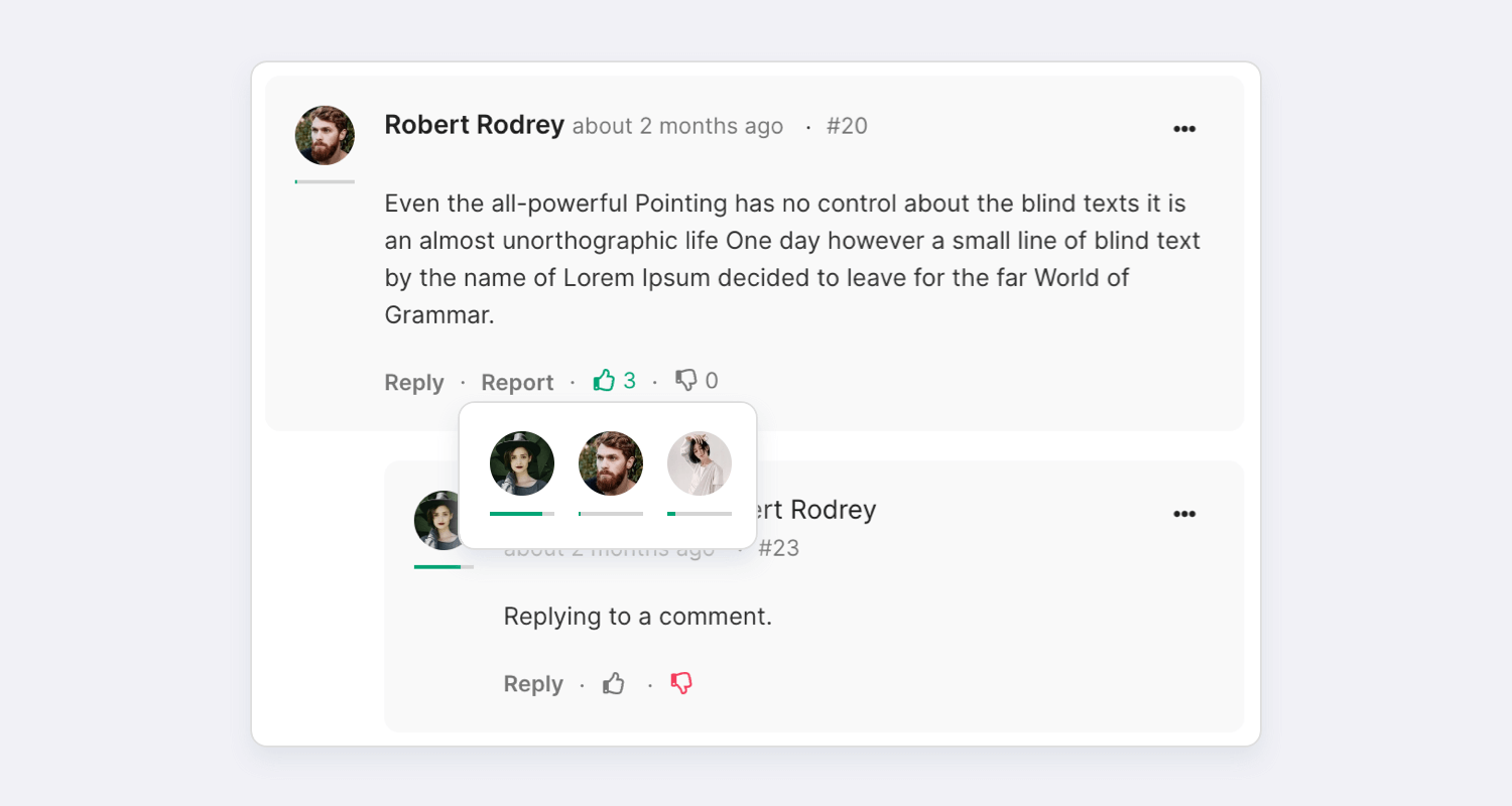 Komento frontend like and dislike