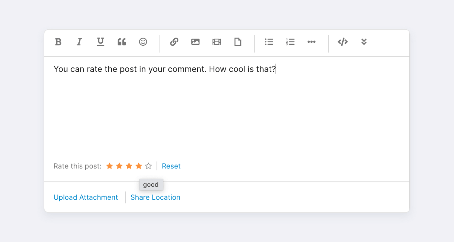 Komento frontend rating