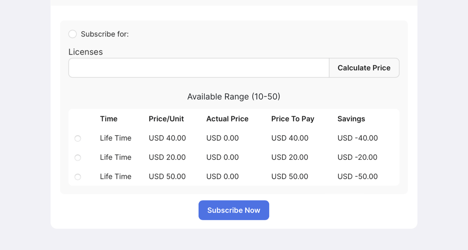 PayPlans Advance Pricing Screenshot